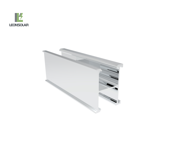 The Solar H rail is an H-shaped mounting system designed to support and secure solar panels during installation