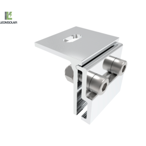 The solar panels installed on metal roofs use standing seam clamps with two bolts.